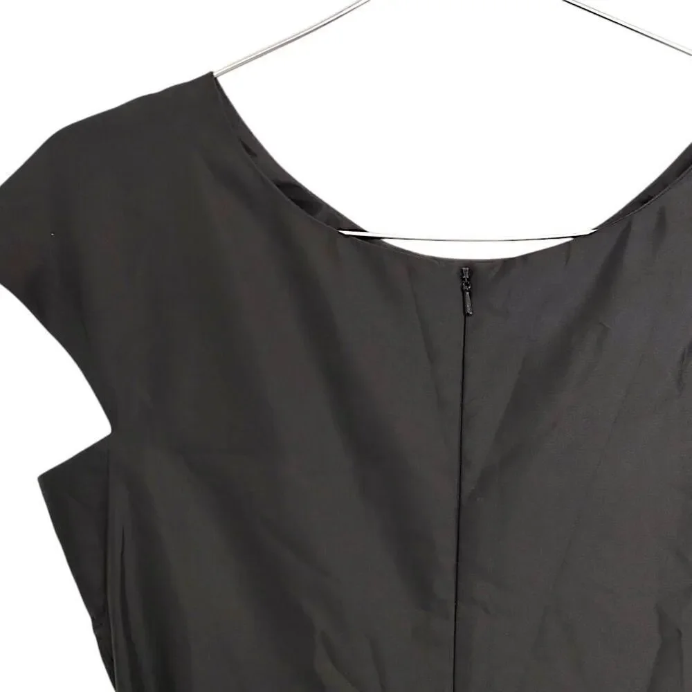 ALEX Womens Dress Sz‎ 6 Evenings Black Blue Floral Sheath Cap Sleeves Taffeta